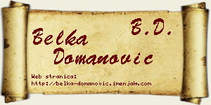 Belka Domanović vizit kartica